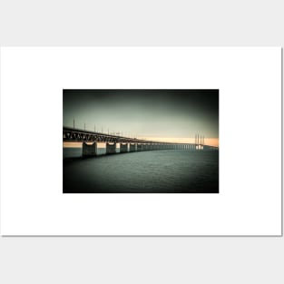 In the colorful evening light lies the Öresund Bridge, which connects Sweden and Denmark Posters and Art